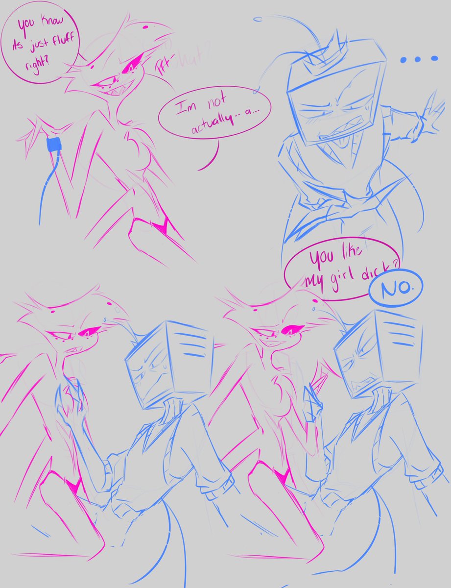 ShepZ_zz's tweet photo. Self gaslight
 (part of my au where angel were to be voxs ‘favourite’)
#HazbineHotelVox #angeldust #HazbinHotelAU #HazbinotelFanart https://t.co/kRgBCNznXh