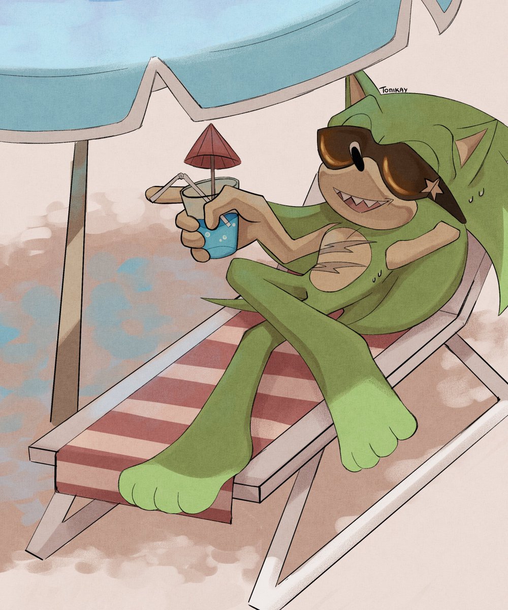 tony_umbrella's tweet photo. Summer vibe, baby!

#Scourge #ScourgeTheHedgehog #SonicTheHedgehog #Art https://t.co/87RZCRfuut