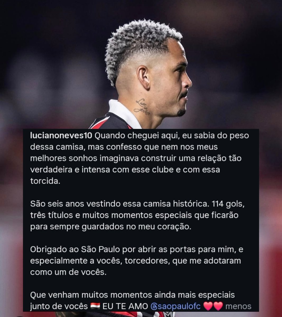 somosaopaulinos's tweet photo. Luciano, no Instagram: "Eu te amo, São Paulo ❤️" https://t.co/GOTy1PS74f