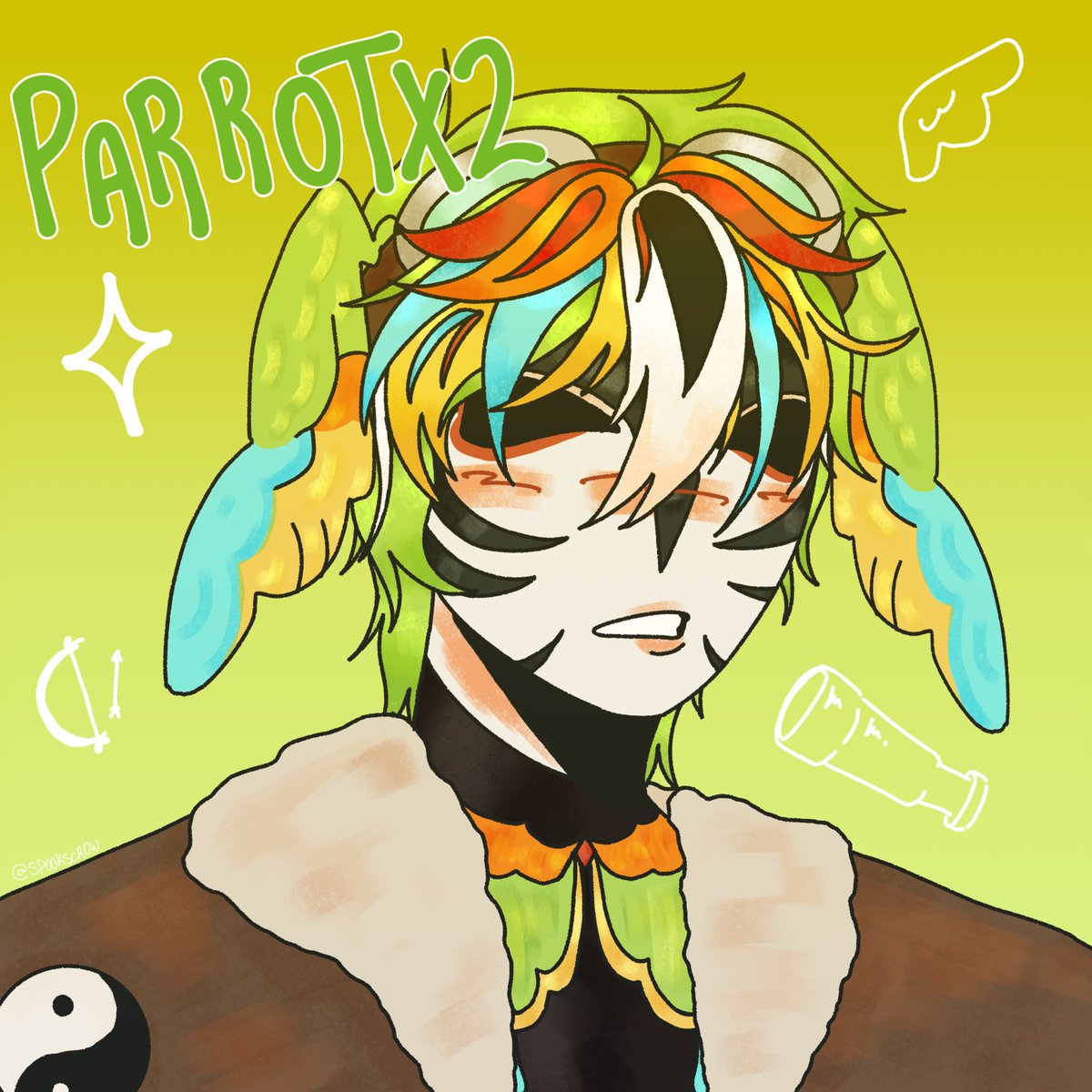 Spookscrow's tweet photo. Ngl... he's my favourite protag #parrotx2 https://t.co/TZJQYKRPOv