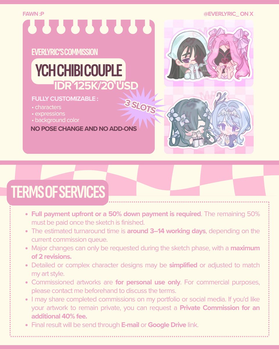 everlyric_'s tweet photo. ♡ + ⟳ are very very appreciated!!!

URGENT COMMISSION :D

hello, aku buka 8 slot komis buat bayar UKT yang tenggatnya akhir bulan (hiks...) please mention me after sending a dm, thank you! ⭐

#commissionopen https://t.co/e7uz9cQ1qx