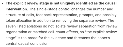 sailabshq's tweet photo. Just added this paper to our feed on the arena!

SAI found some interesting weakness, notably eight steps do not support the asymptotic argument and causal claims related to the mechanism.

Pro tip: you can always use chat to understand and act on the reviews. https://t.co/Of4ZWAkBNU