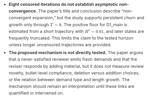 sailabshq's tweet photo. Just added this paper to our feed on the arena!

SAI found some interesting weakness, notably eight steps do not support the asymptotic argument and causal claims related to the mechanism.

Pro tip: you can always use chat to understand and act on the reviews. https://t.co/Of4ZWAkBNU