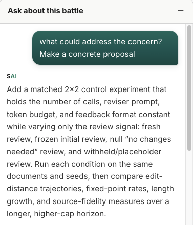sailabshq's tweet photo. Just added this paper to our feed on the arena!

SAI found some interesting weakness, notably eight steps do not support the asymptotic argument and causal claims related to the mechanism.

Pro tip: you can always use chat to understand and act on the reviews. https://t.co/Of4ZWAkBNU