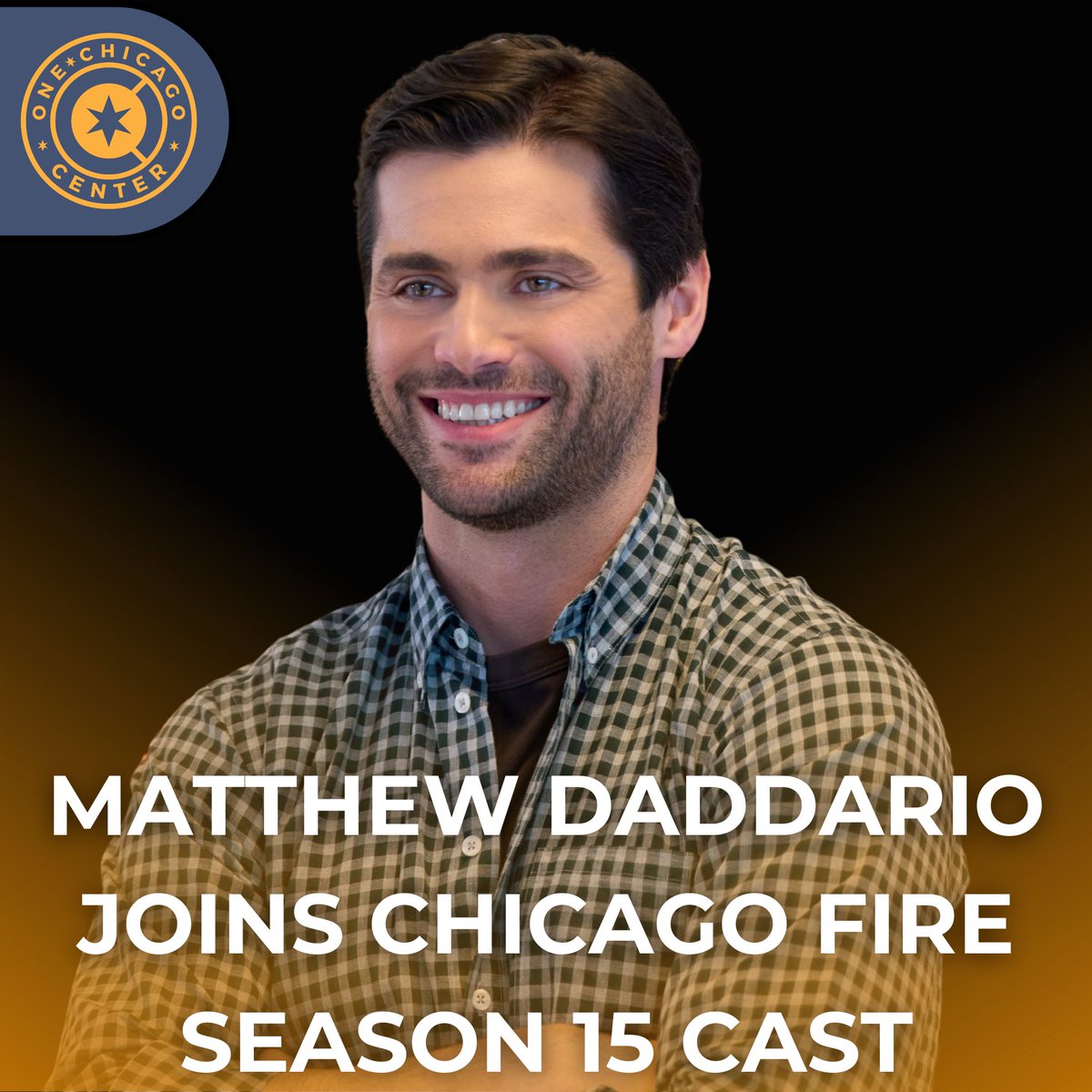 OneChicagoCtr's tweet photo. Matthew Daddario is joining the Chicago Fire season 15 cast as a new firefighter candidate at Firehouse 51. #ChicagoFire https://t.co/yLOfRIaJZ3