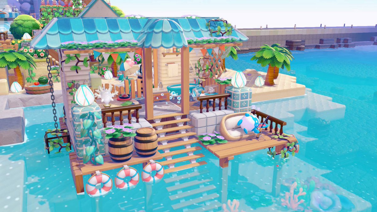 grayrail's tweet photo. どうしても浮き輪を飾りたくって作った海の家できた🏝️🛟✨
マリルリのおうちになった https://t.co/KXgMr3PQMG