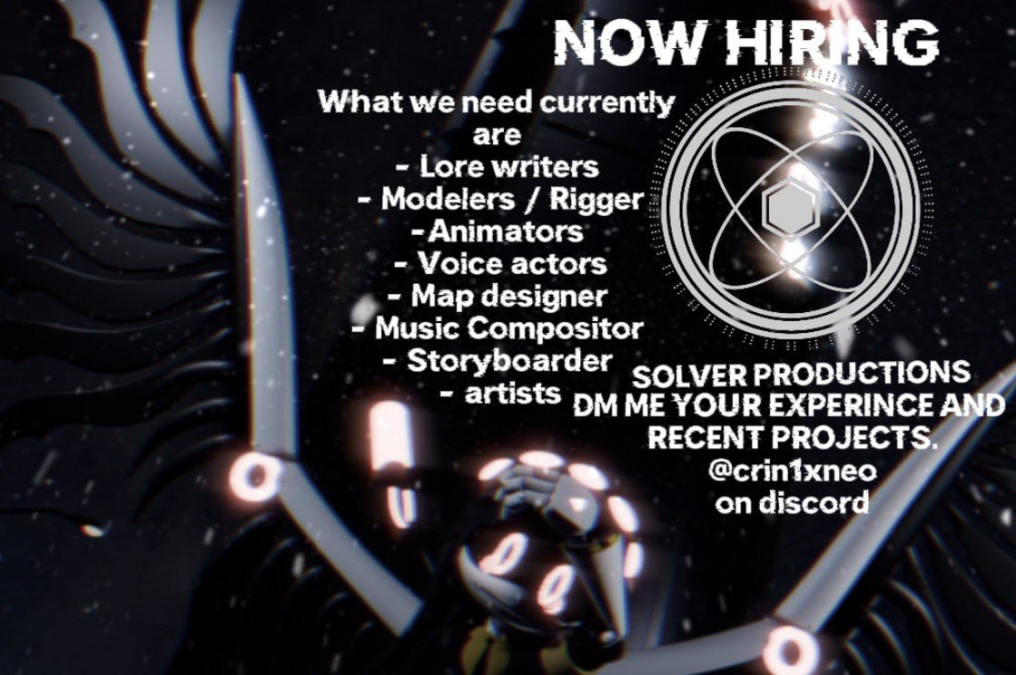 CrinixNeo's tweet photo. WE WANT YOU To join the JCJenson Employment, Solver production Team 
The requirements are
- You must have 2-3 Years of experience 
- Must have CST Timezone
- Must be older than 15+
- To act as Cynessa + Cyn 17/18+ 
( Due to more experince wise )
We do not do payment. https://t.co/ksTAi11CZl