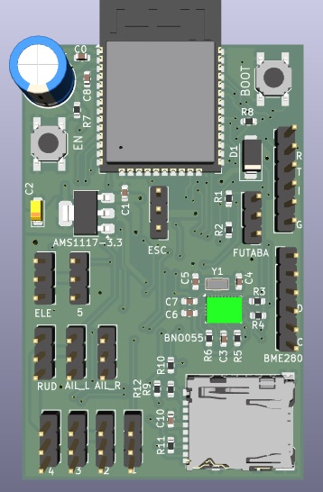 RyudaiRobot's tweet photo. 今回、スポンサーになっていただいたJLCPCB様(@JLCPCB_Japan)の協力により、飛行ロボットコンテスト用のFC基板を発注いたしました！✈️
ESP32、BNO055、SDカードスロットを表面実装しています。 https://t.co/6J1ahmGyEs