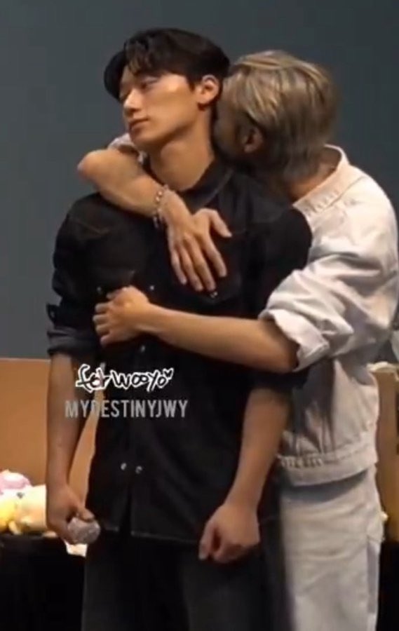 strawbsani's tweet photo. i’m still crazy about wooyoung putting his face in san’s neck like that… like he just can’t get enough of how sweet he smells… alpha wy/omega san agenda is so strong https://t.co/LesrTQRLfJ