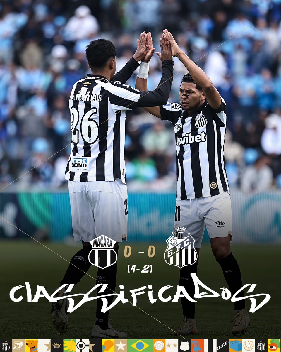SantosFC's tweet photo. FINAL DE JOGO E PEIXÃO CLASSIFICADO! ⚪⚫

Santos empata com o Macará em 0 a 0, no Estádio Bellavista, e se classifica com 2 a 1 no placar agregado. Mais um passo dado em busca da #GrandeConquista! https://t.co/OHjtc0Z9rA
