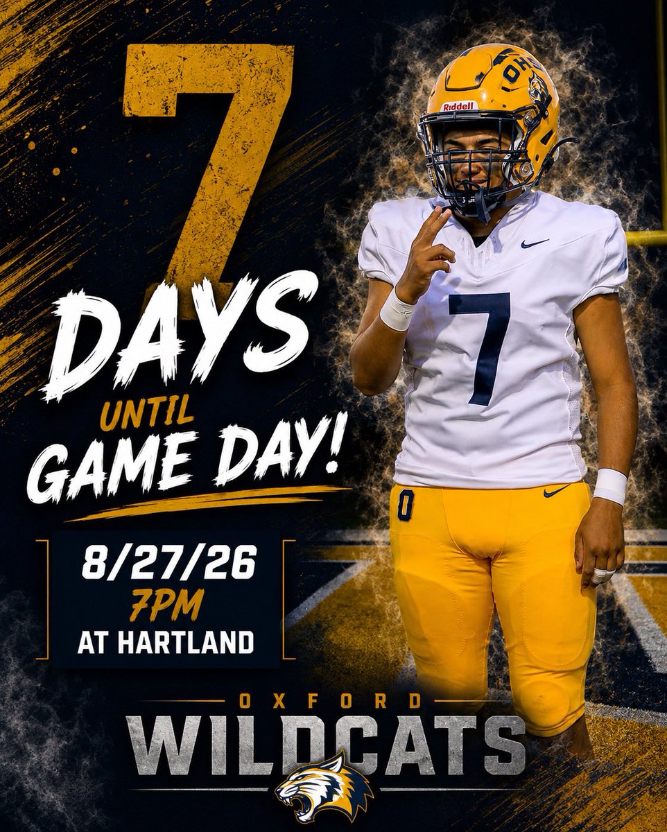 OxfordFBall's tweet photo. Scrimmage day complete. Hartland officially on the clock. 7 days until kickoff. Go Cats! https://t.co/3LrrOrldSY