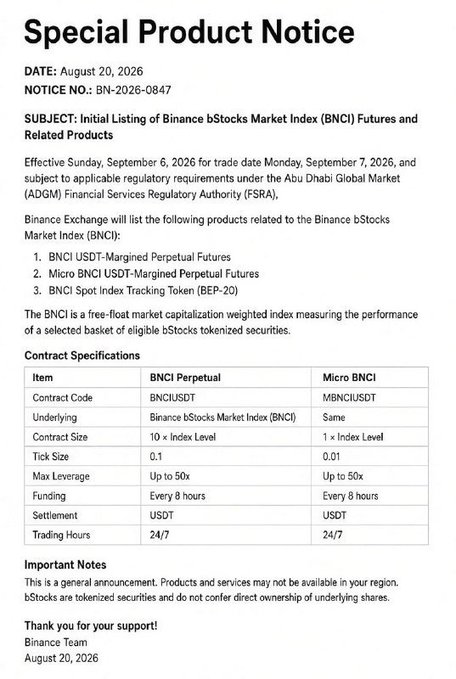 Crypto_News_N's tweet photo. [🌲]BINANCE LAUNCHES THE BINANCE STOCK MARKET INDEX (BNCI) POSTS LINK:

https://t.co/mXXrY4WMHN https://t.co/zNZKevHsk7