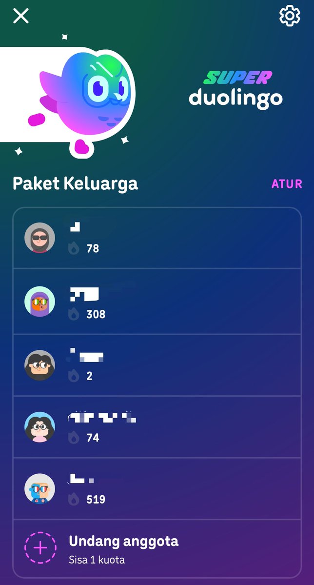 hoonaels's tweet photo. halooo, adakah yang mau join super duolingo family di aku?

masih ada 1 slot, harganya 111k yaa. masa berlakunya sampai 19 agustus 2027 https://t.co/nUR0kznj0h