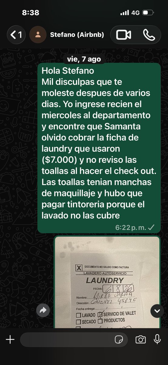 Mirnha00's tweet photo. @AirbnbHelp Sigo a la espera de la revisión de un supervisor de Seguridad. Mis alojamientos siguen suspendidos injustamente y estoy perdiendo reservas por un error del sistema. Adjunto nuevamente las pruebas de la lavandería por si acaso https://t.co/41g5Y57xZz