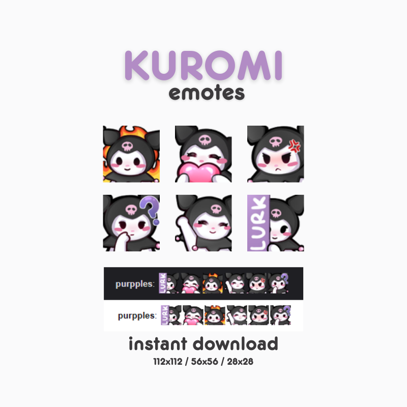 purpplesart's tweet photo. 🌷 P2U Kuromi Emotes!🌷⊹ ࣪ ˖

 ♡ Available on my ko-fi: https://t.co/ANcb5dt3CW

#TwitchEmoteArtist #p2u #twitchemotes #sanrio #kuromi #emoteartist https://t.co/fdMONL8qHv