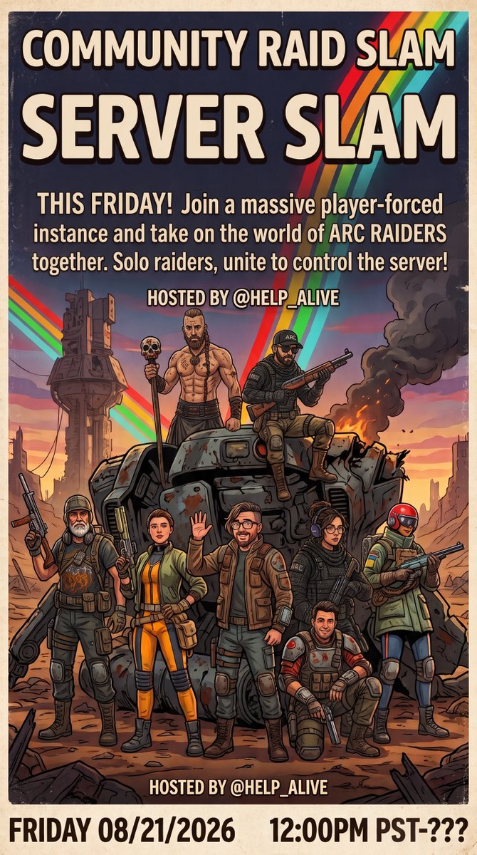 HelpAliveYT's tweet photo. COME BY https://t.co/mIVOh5NRGS TOMORROW AND HANG OUT IN OUR #ARCRAIDERS #PVE RAID SLAM. LIVE FROM 12-6PM PST

AND/OR JOIN OUR DISCORD:
https://t.co/frJzA9FFp1

HOPE TO SEE YOU THERE https://t.co/HcpKsLcgIc