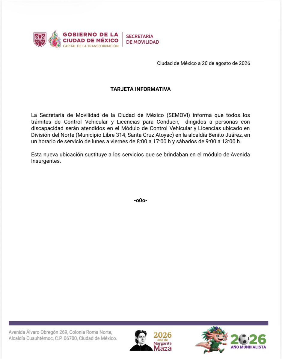 LaSEMOVI's tweet photo. #SEMOVIINFORMA 👇 https://t.co/lXYpfBpbyZ