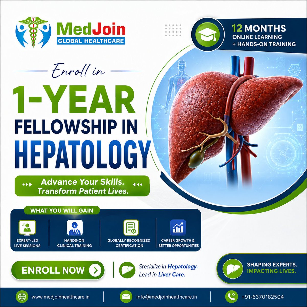 medjoinglobal's tweet photo. Enroll in the 1-Year Fellowship in Hepatology and build specialized expertise in the diagnosis and management of liver diseases.
#MedJoin #MedJoinGlobal #FellowshipProgram #FellowshipInHepatology #Hepatology #1YearFellowshipProgram
🌐 Website: https://t.co/OOZO6IaRK4 https://t.co/r1zVydHdCZ