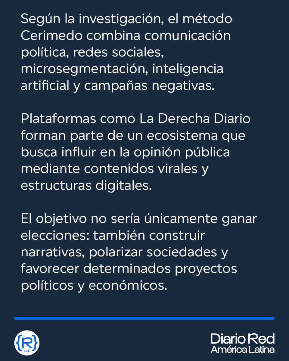 DiarioRedAmLat's tweet photo. 🇦🇷 De la CIA a La Derecha Diario: la historia de Fernando Cerimedo

El entramado que revela el caso Cerimedo no es un fenómeno aislado. El "Hondurasgate" evidenció la importancia de estos articuladores de redes de desinformación mediática que demuestran que estamos ante una estrategia deliberada de control mediático y subversión política

✍ Valeria Duarte (@valeduarte75)

https://t.co/RDT7maesWq