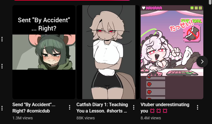 JesterHildeX's tweet photo. i love it when @YouTube  shows actual softcore porn on youtube shorts for little kids to see and develop a porn addiction later in life!!! #loveyoutube https://t.co/Q9hbAXA09H