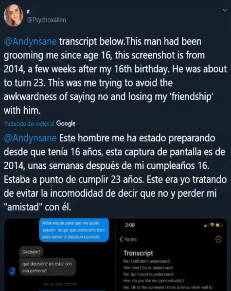 DanielT66678709's tweet photo. @L4tzu @creoquetalvez__ yo si me comunique con la menor extranjera que zein acosó y gracias a ella me dio los parte de su chat con el. ella decia que llegaban mensajes anonimos de gente a que desistiera la denuncia y que borrara el hilo que hizo donde mostraba chats de zein acosando manipulando a su 16 https://t.co/vn4rcnRaqQ