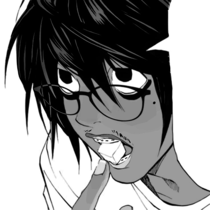 wug444zi's tweet photo. Started being rlly death note pilled lately so i edited my feature onto L wtv wtv https://t.co/BDN19Romxy