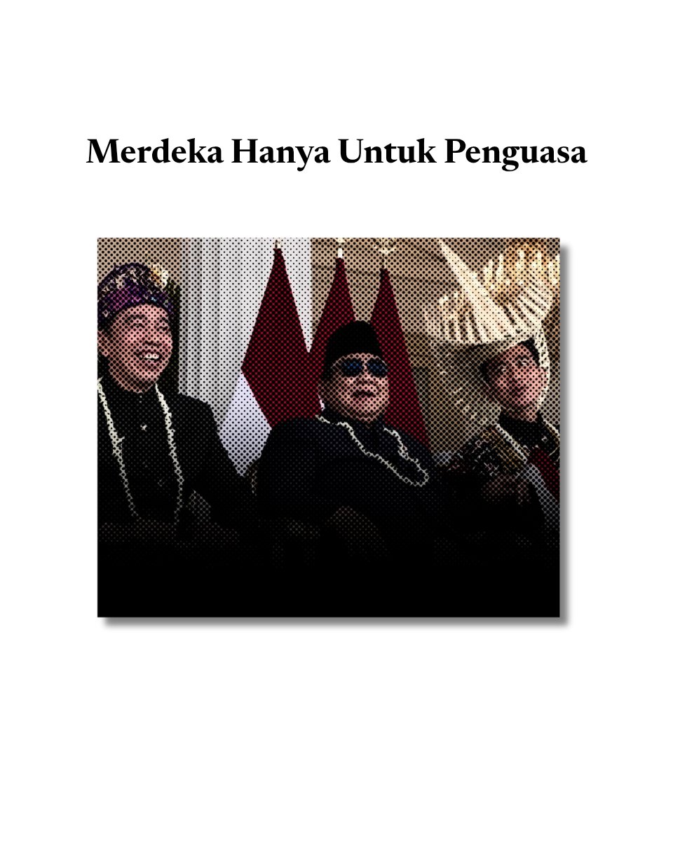 8leachers's tweet photo. Penjajahan tak perlu lagi bertandang dari seberang lautan—cukup berselimut di balik jas, jabatan, dan pidato tentang kesejahteraan. https://t.co/cpDDjkSV1Y