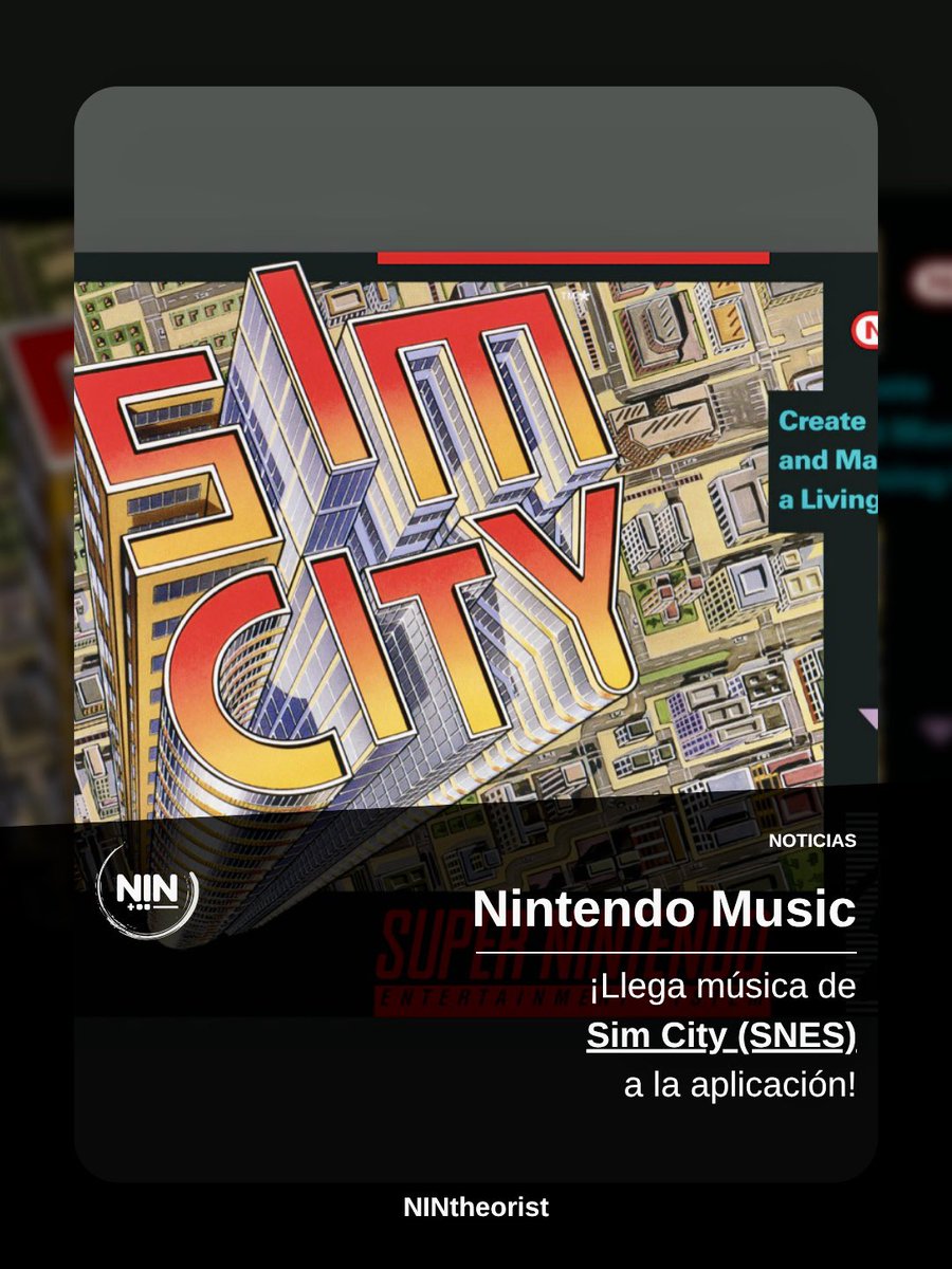 NINtheorist's tweet photo. ¡Llega música de Sim City (SNES) a Nintendo Music!
🎼 🎵 🎶
☑️ 17 Top Tracks
☑️ 21 Tracks en Total
Pueden ver la lista completa de juegos en la aplicación desde aquí: https://t.co/QJCY0pY9fb
#SimCity
#NintendoMusic https://t.co/OuXC7W3BbM