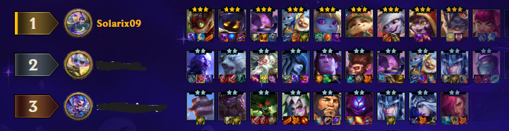 Lucky_Chimera's tweet photo. I did it ya'll! Not only got first but also 3 starred a 5 cost for the first time. Now I can go touch grass https://t.co/7Tefz3Bd2Y