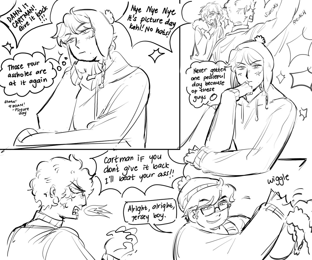 chyseceikk's tweet photo. Okay before I go kn a drawing hiatus this is a comic I drew yesterday of #spcryle
(🧵Page 1-4/8)
#spkyle #spcraig https://t.co/0kc23ZQWHO