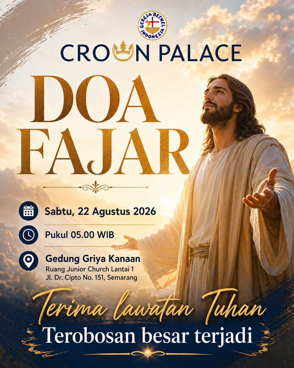 gbicrownpalace's tweet photo. Mari bergabung bersama dalam
DOA FAJAR
.
.
GBI Crown Palace
Gedung Griya Kanaan
Ruang Junior Church
Jl. Dr. Cipto No. 151 Semarang
.
#gbi #gbicp #gbicrownpalace #doafajar #semarang https://t.co/JxnN4wyxm5