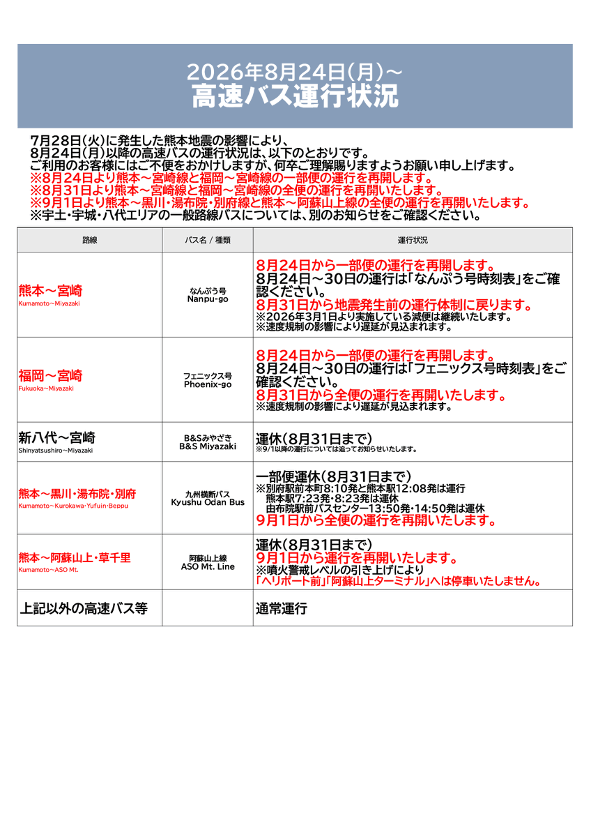 熊本 バス 運行 状況
