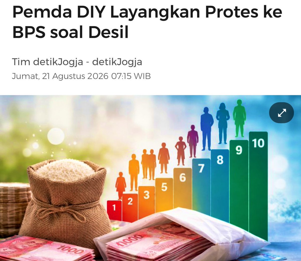 Opposite6888's tweet photo. Pemda DIY-BPS Gelar Pertemuan Tertutup !!

Kamis sore kemarin, Pemda DIY dan BPS DIY bertemu secara tertutup di kantor Sekda DIY, Kompleks Kepatihan, Kota Yogjakarta.

Ternyata penentuan desil ini adalah “kewenangan pemerintah pusat dan data-data itu data-data dari pusat, bukan daerah yang menentukan”.

Jadi paham ya disini, pemerintah mau menurunkan jumlah kemiskinan dengan menaikan desil entah bertujuan untuk apa yang pasti pemerintah sudah tidak mau memberi subsidi bagi rakyat miskin.

Cara cerdas pemerintahan PS “merawat” rakyat miskin untuk kepentingan kekuasaan.. ☕️