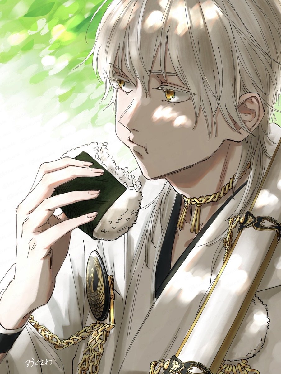 ksnm_ovis's tweet photo. シドさんの鶴丸イラスト企画本に寄稿させていただいた絵 🍙✨
掲載許可をいただきましたので早速……😌 https://t.co/gdTw4fE4ej