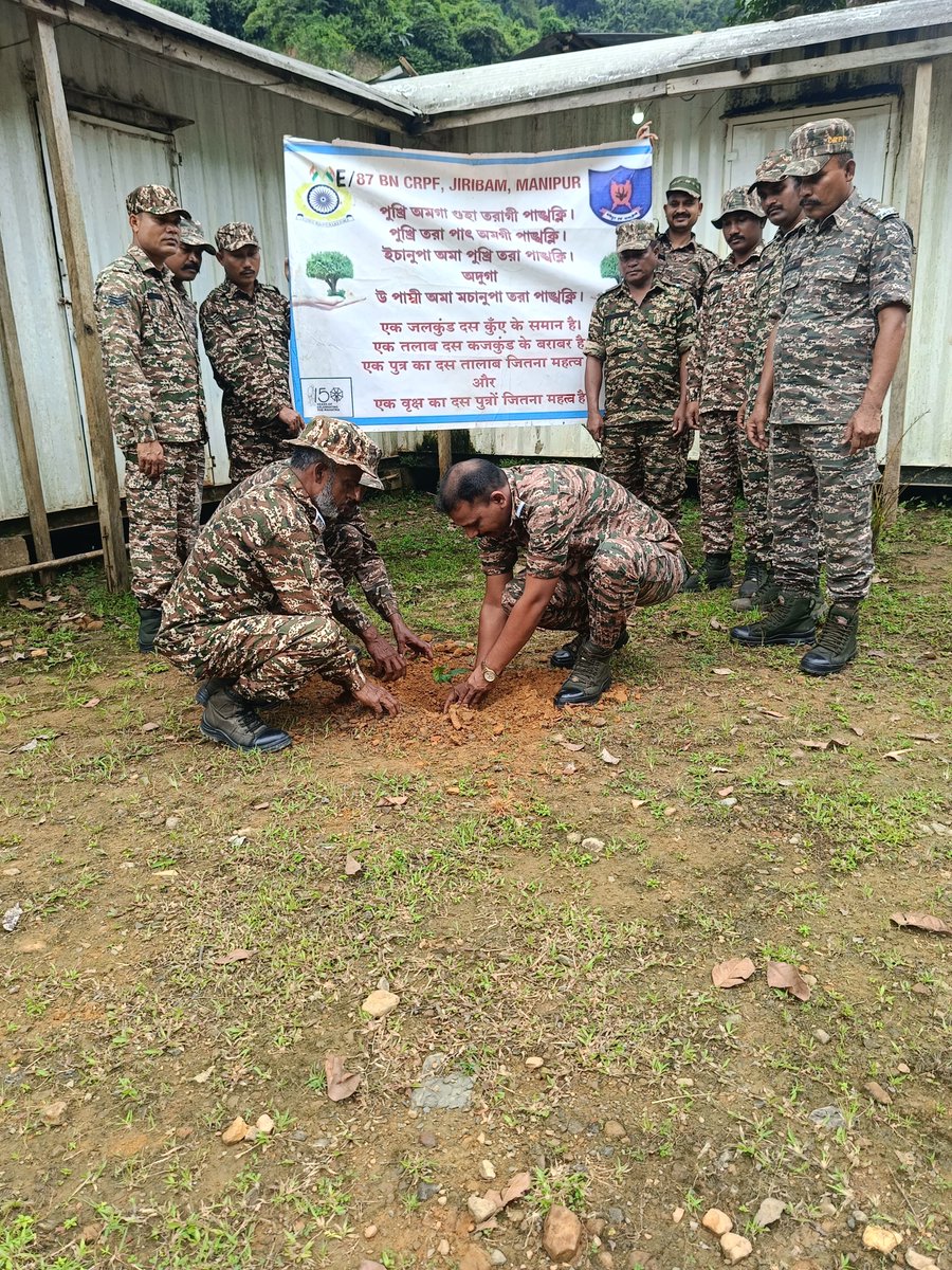 87_bncrpf's tweet photo. On 20/08/2026, A massive tree plantation drive was carried out by  Officers &amp; Jawans across all coy location of 87 Bn. The initiative reflects dedication towards protecting nature and promoting environmental awareness.
@crpfindia @mnp_2018 @DigopsJiribam https://t.co/m9k1mYILxF