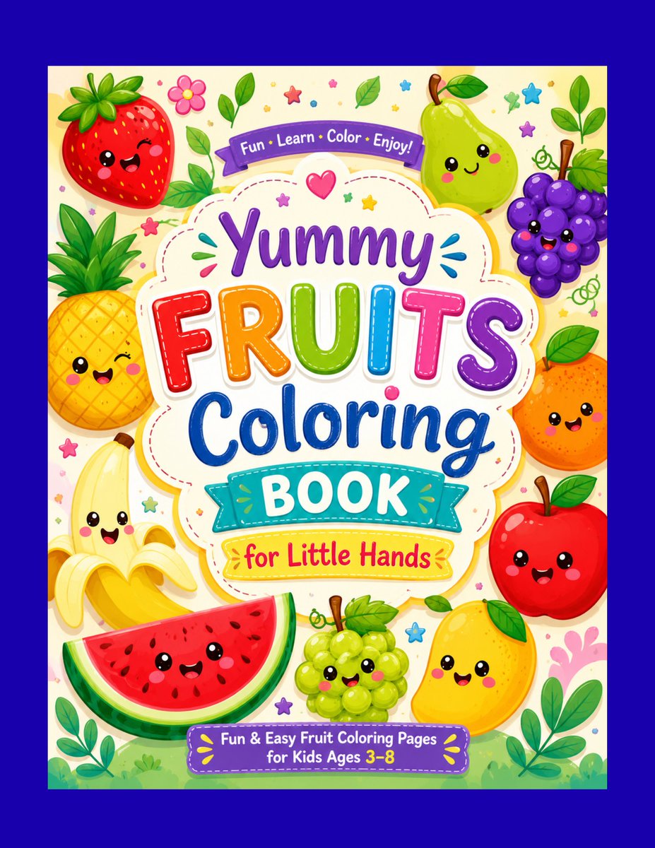 nehaelwi's tweet photo. 🍓🍎 Yummy Fruits Coloring Book for Kids! 🎨
Fun &amp; easy coloring pages for kids ages 3–8. 🌈
📚 Available now — link below! https://t.co/4ayHC2Bj2H