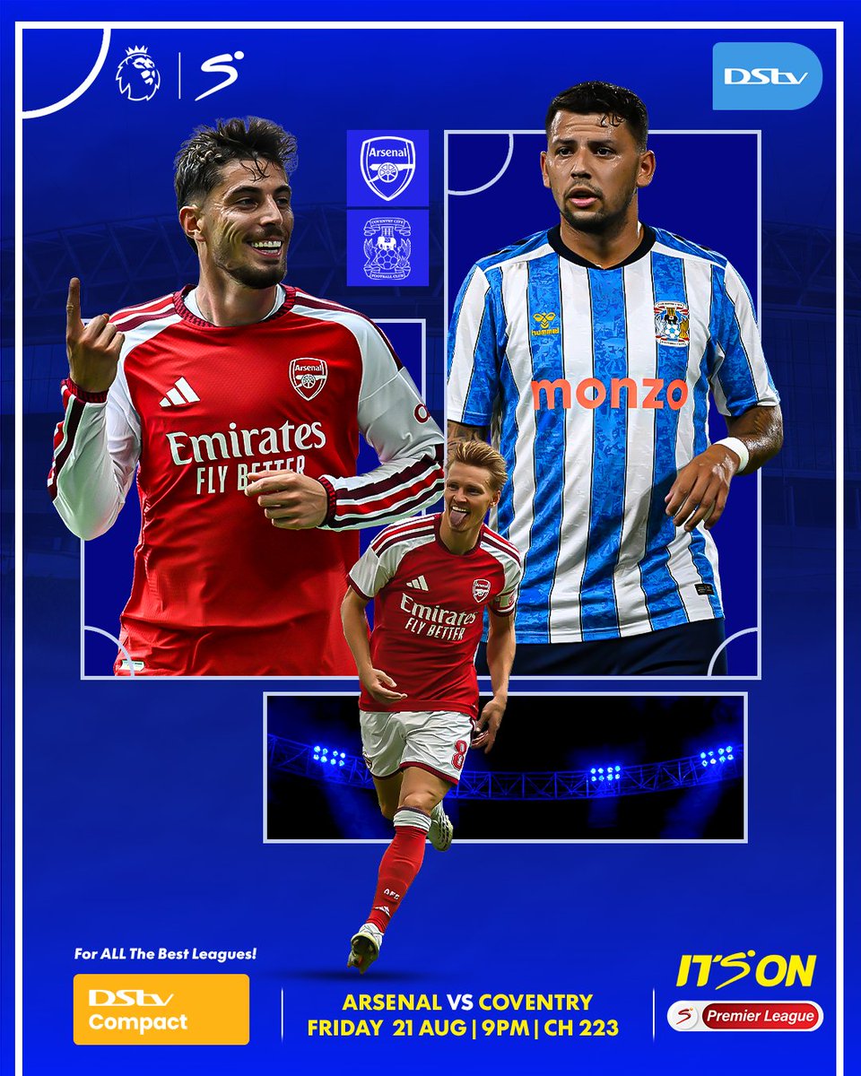 DStvNamibia's tweet photo. ๐ฆ๐ The day has arrived! โฝ
Don't miss the ๐๐ซ๐๐ฆ๐ข๐๐ซ ๐๐๐๐ ๐ฎ๐ opener: ๐ดโช#Arsenal ๐ #CoventryCityโช๐ตat ๐๐๐ on SS Premier League - channel 223! ๐๏ธโก
Visit ๐ https://t.co/1S7mRGLoIq to watch LIVE & in HD on #DStvStream! ๐ฑ๐ป๐บ
#SSFootballOnDStv #ItsOnDStv https://t.co/pzJZNUzv6E