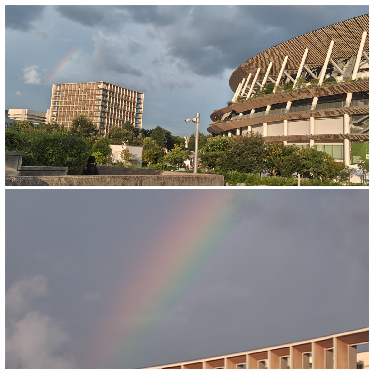 Kumim11's tweet photo. ホーム側に虹🌈
#fctokyo https://t.co/65EuLBHLAN