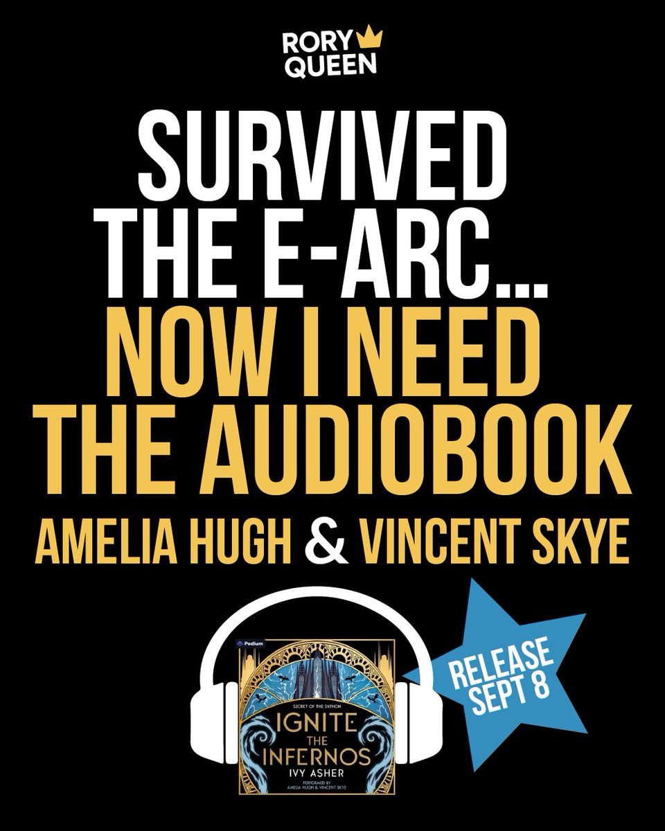 rory_queen901's tweet photo. If the story hit this hard in ebook, hearing #AmeliaHugh & #VincentSkye perform this n Duet Narration on (@audible_com) Sept 8 is going 2 be life-altering
Official warning: prepare ur TBRs for Sept 8
#AudiobookAddict #IgniteTheInfernos #IvyAsher #ARCReader #RoryQueen #romantasy https://t.co/nqP1qf3JHc