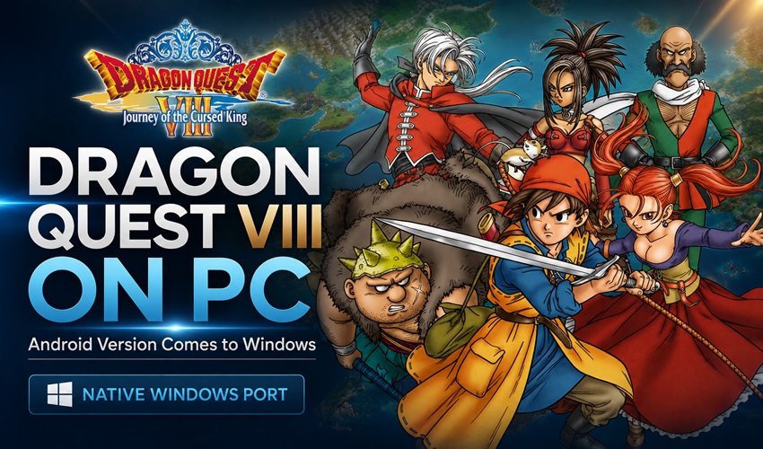 AmigamagazineGA's tweet photo. Dragon Quest VIII is now running natively on Windows. This Android based PC port brings 60fps, landscape support, restored audio and improved visuals to one of Square Enix’s biggest RPGs. #DragonQuest #RetroGaming #RPG https://t.co/M2fnJgTS1o https://t.co/N5ebZbGDKm