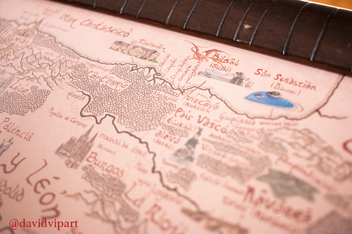 davidvipart's tweet photo. Smaug sobrevolando Bilbao (Bilbo en euskera) en el mapa de España estilo Tierra Media 🐲 https://t.co/xAG3xMV9RZ