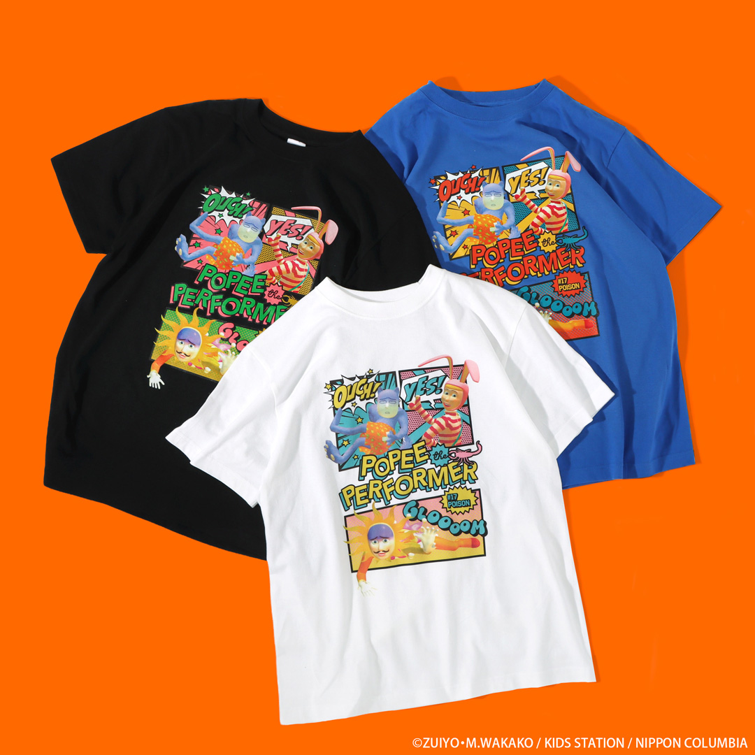 natalie_store's tweet photo. 【ポピーザぱフォーマー】
第17話「毒薬／POISON」をテーマにしたTシャツ。

笑顔のポピーと対照的にサソリの毒針にやられるケダモノとパピィを、アメコミ風にデザインしました。

▼ご購入はこちら
https://t.co/rCj28MKo7g

#ポピーザぱフォーマー https://t.co/GDKZ7ENjNK