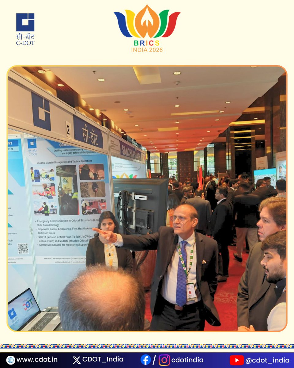 rkupadhyay's tweet photo. It was a pleasure to welcome H.E. Frederico de Siqueira Filho, Minister of Communications, Federative Republic of Brazil, to the @CDOT_India stall at the Digital BRICS Forum in Pune.

#Thankyou for visiting us and for the opportunity to showcase C-DOT’s #indigenous technologies and solutions. Your visit reflects the growing importance of technology cooperation and knowledge exchange among #BRICS nations.

A meaningful platform to showcase India’s #indigenous #telecom and digital communication capabilities to the #BRICS community.

@BricsIndia2026 @PIB_India @pib_comm @DoT_India @JM_Scindia @PemmasaniOnX

#BRICS #DigitalBRICS #CDoT #FutureNetworks