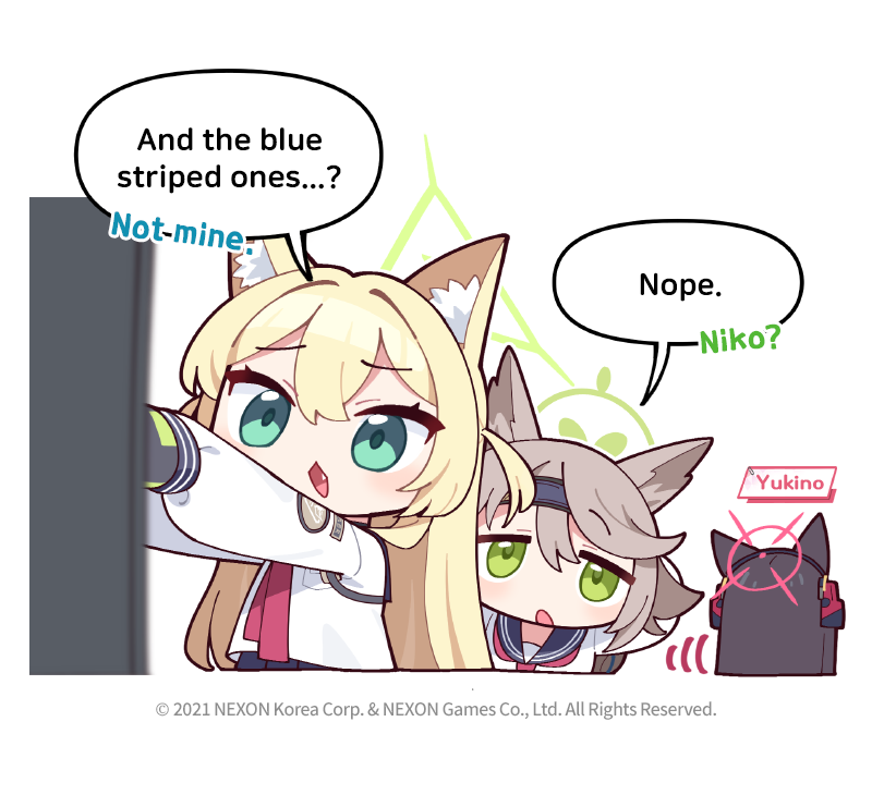 EN_BlueArchive's tweet photo. [Official 4-Panel Manga] Ep. 252
Brought to you by @donmin_h!

Such a mighty FOX squad... yet these blue striped ones... I really have no idea whose they are...?

#BlueArchive #BlueArchive4PanelManga https://t.co/PvkHBd64QW