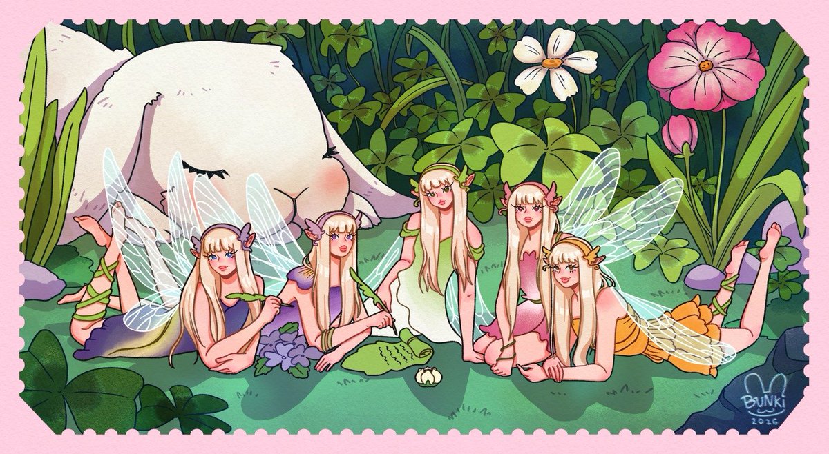 BunkiPlanet's tweet photo. these garden fairies seem to be writing another magical fairy song~ ૮₍ ´ ꒳ `₎ა ✶⋆.˚
#MHDHH #newjeans #ot5 #fanartㅤㅤㅤㅤ https://t.co/xIBeRiJqIu