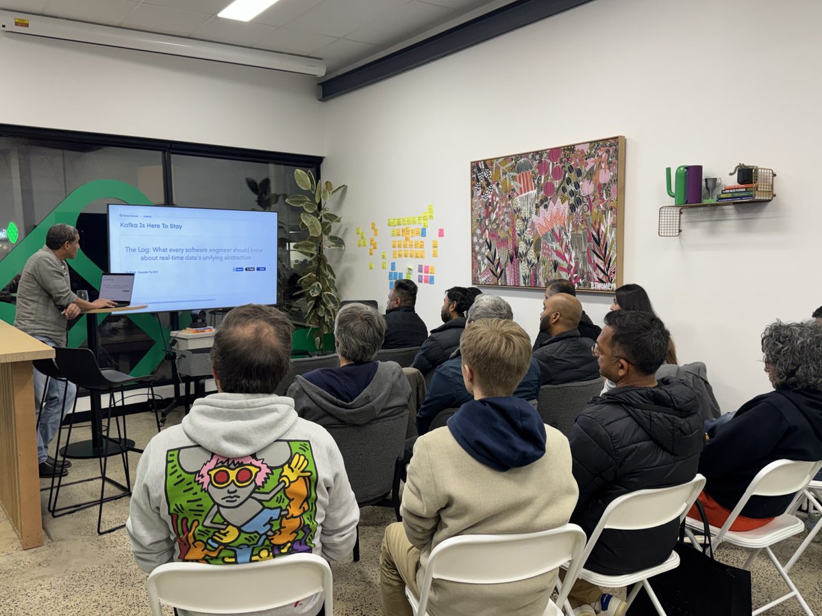factorhousehq's tweet photo. Thanks to everyone who joined last night's Melbourne Apache Kafka meetup at Factor House. Karel Sague shared practical techniques for cutting Kafka costs, and Dominique Ronde from Confluent talked Kafka, Flink and GenAI. Great turnout, great questions. https://t.co/Ft1jAcRFDw