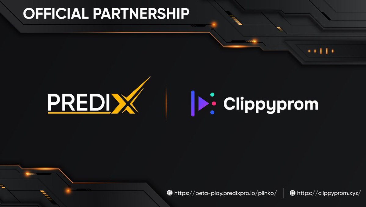 Clippyprom's tweet photo. GLOBAL CONTENT PARTNERSHIP ANNOUNCEMENT 🌍

PrediX is pleased to welcome Clippy as a new content distribution partner.

Clippy works with a network of video clippers who transform product content into short-form videos and distribute them across major social platforms https://t.co/DHnmUlRtIl