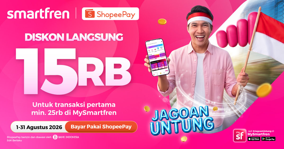 smartfrenworld's tweet photo. Diskon langsung 12.000 untuk transaksi pertamamu min. 30rb di app MySmartfren dengan bayar pakai ShopeePay🤑✨ Klik https://t.co/0uhlrSWGzY
#SMARTFRENxShopeePay #MySmartfren #mySFAplikasiJagoan https://t.co/kwU3zhOtqK
