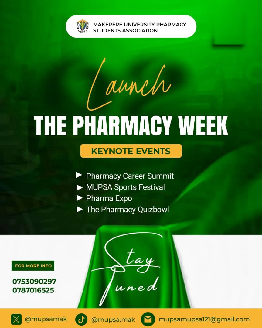 Mupsamak's tweet photo. Pharmacy Week is launching! 🎉 Career Summit, Sports Festival, Pharma Expo &amp; the Quizbowl — one week, endless energy. Stay tuned 👀
#PharmacyWeek #MUPSA https://t.co/Tk6YnXXuht