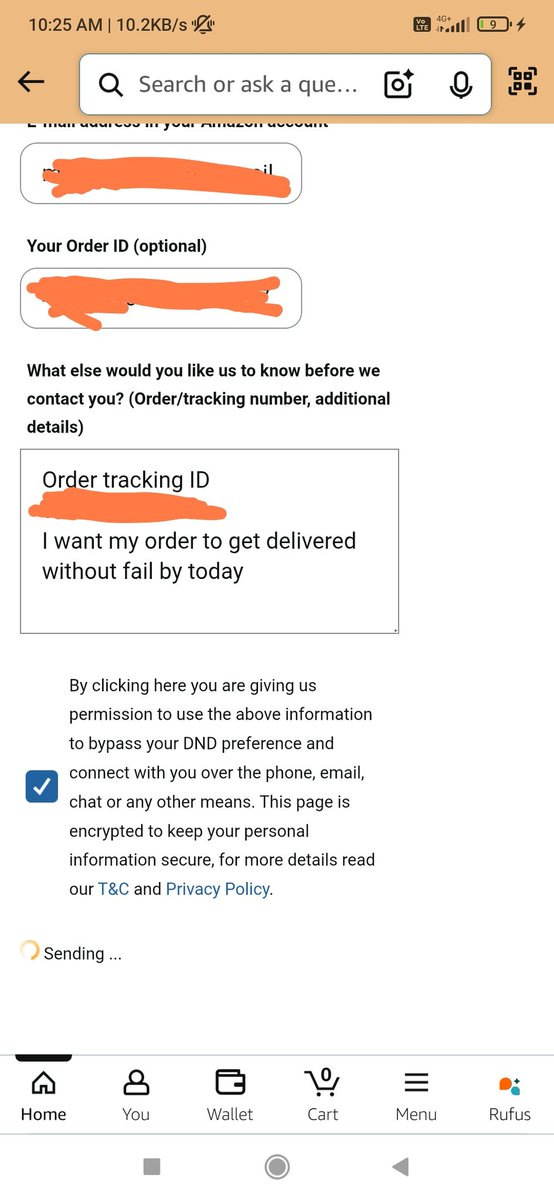 Laxmandora6's tweet photo. @AmazonHelp It is not getting submitted, It is showing sending from past 20 min. 
Atleast give proper link https://t.co/Kob5M1YVUa
